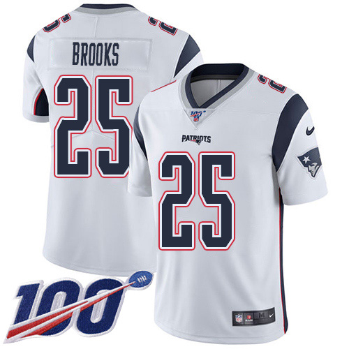 Nike Patriots #25 Terrence Brooks White Youth Stitched NFL 100th Season Vapor Untouchable Limited Jersey